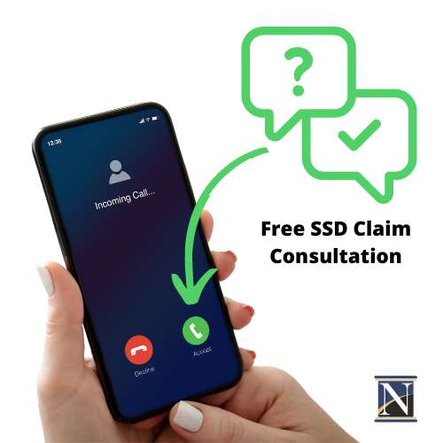 Closeup of iPhone and Female Hands | Incoming Call from Newlin Disability Specialist | Green Advice Icons | Green Arrow Pointing to Answer Button